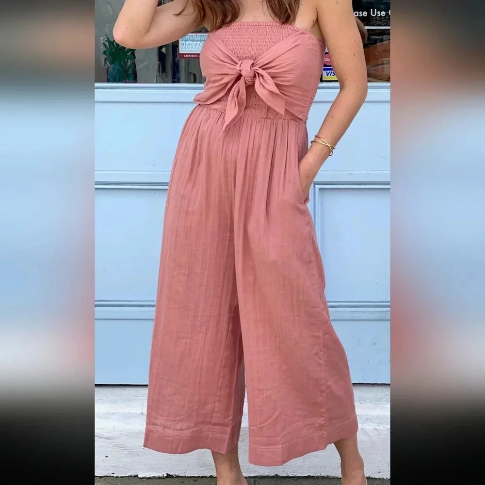 Bishop + Young Antropologie Lagenlook Wide Leg Jumpsuit Elva 100% Cotton Sz S